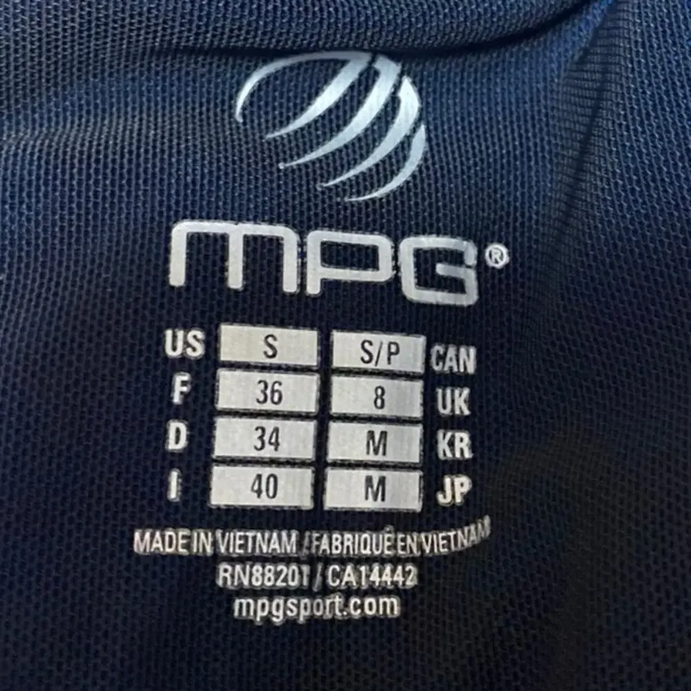 MPG Blue Black Sleeveless Strappy Hoodie Hooded Workout Athletic Crop Top Size S